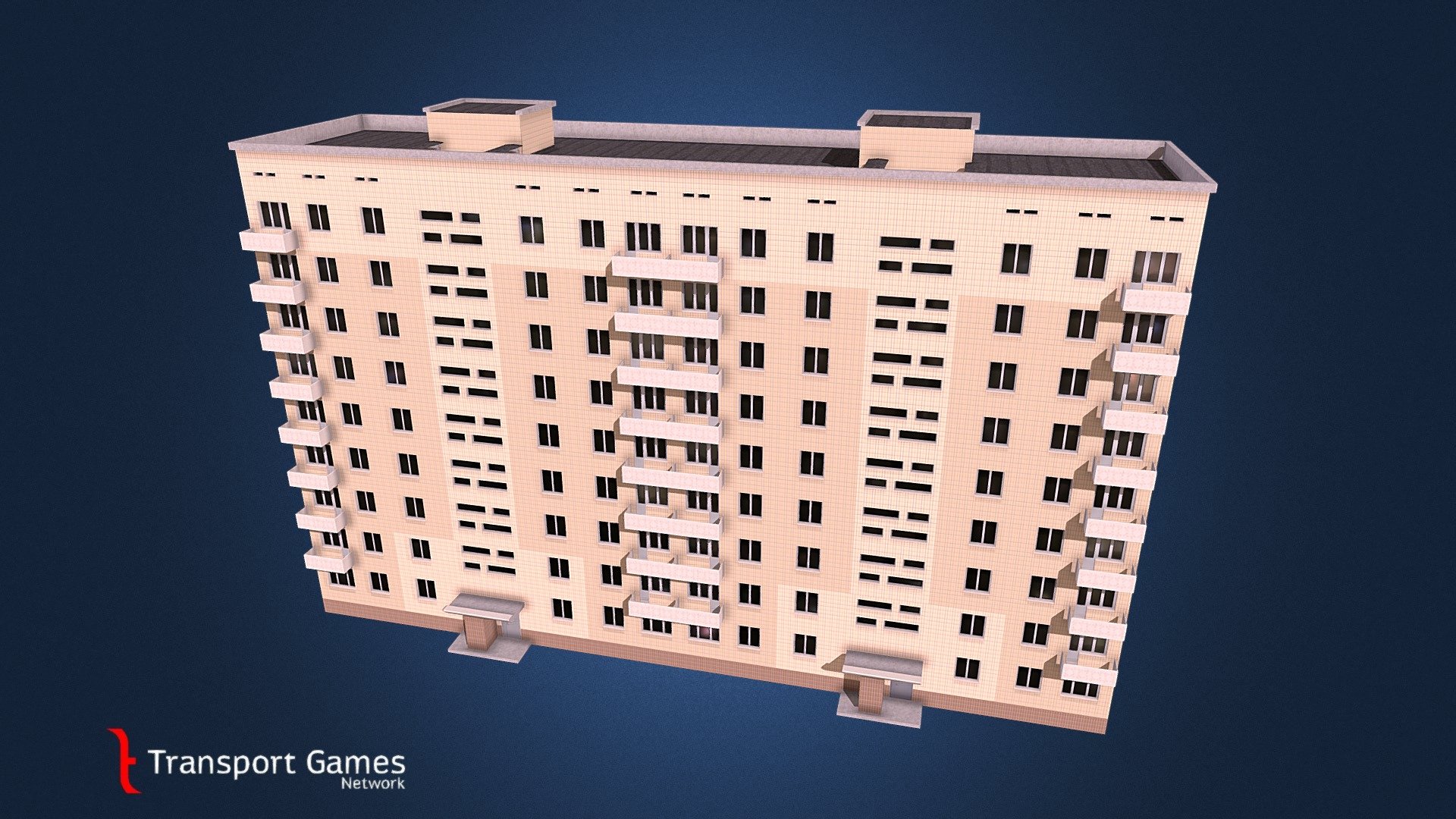 Asset for Cities Skylines.
Nine-storey two-entrance residential house.
Typical project 1-464D-83.
Sandy-sandy version.

 - 1-464D-83 sandy-sandy - 3D model by targa (@targettius) 3d model