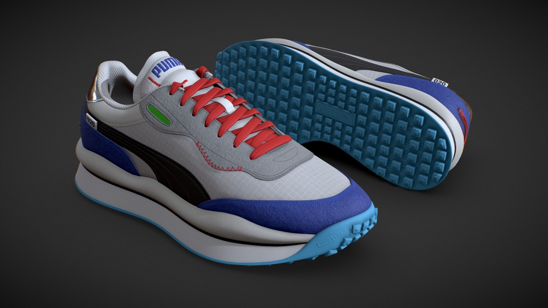 Created for www.spase.io - PUMA SNEAKERS BLUE - 3D model by Mikhail Kadilnikov (@MikhailKadilnikov) 3d model