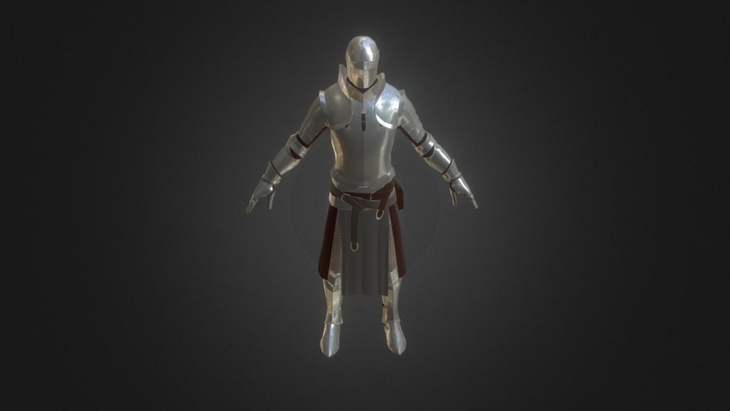 Knight character modeled in Maya, textured in Photoshop. 17K Tris, 1024 Textures on the body, 512 on the helmet. Still needs an actual head, as well as some finishing touches especially on the bags.
First upload to sketchfab. Never used a PBR setup before. Still learning my way around 3d model