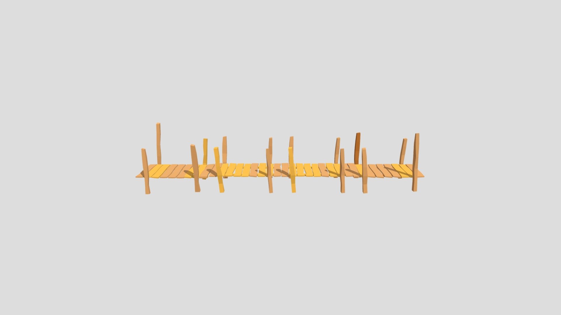 Low poly cartoon boardwalk. Part of a series of boardwalks, huts, fences and other cartoon models 3d model