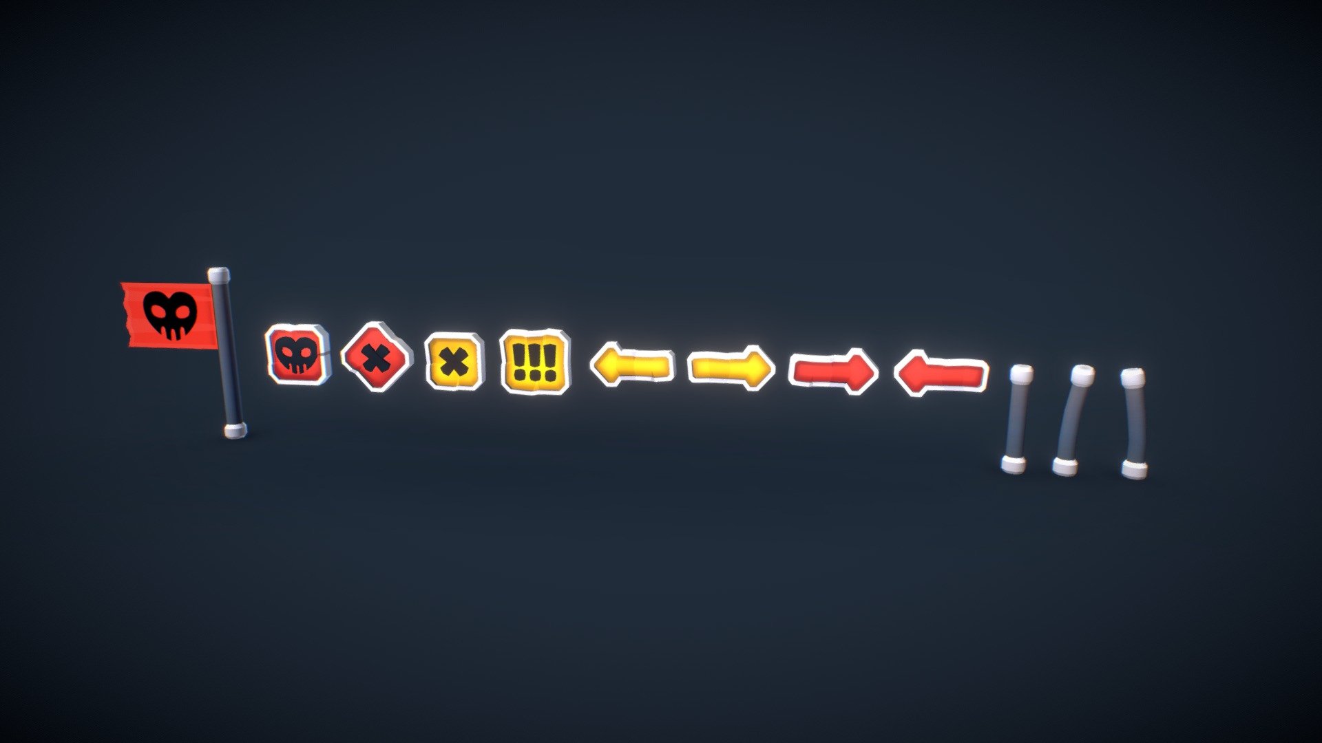 Signs and arrows for the Tombstar game 3d model