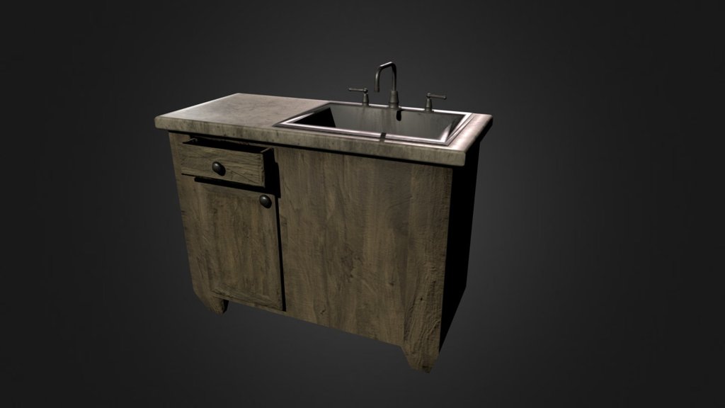old fashioned counter and sink - Counter and Sink - 3D model by Elan (@blueDogAnchorite) 3d model