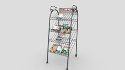 Magazine Display Rack with 4k pbr textures stand, news, rack, media, display, shelve, shop