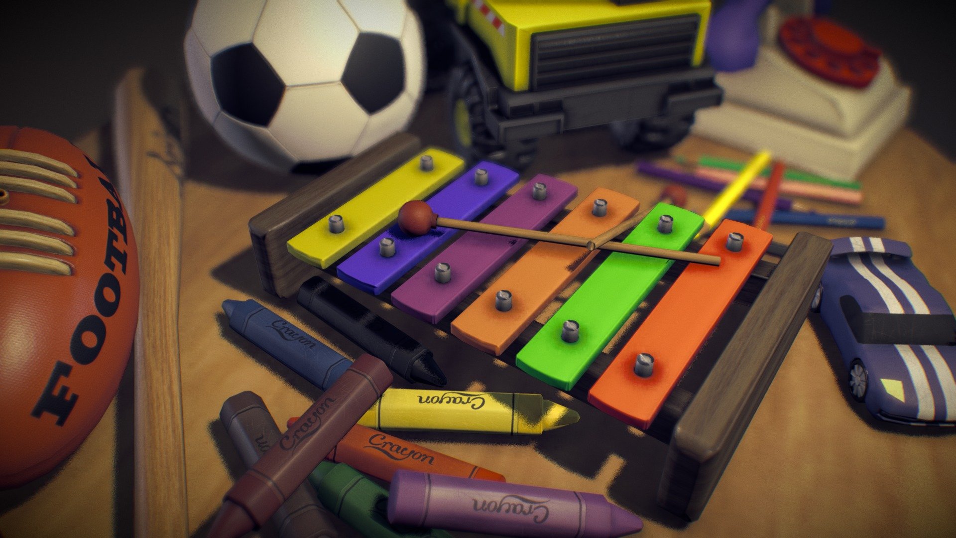 Various game scene assets created for a school assessment. PBR textured. made using Maya, Marmoset Toolbag &amp; Photoshop 3d model