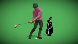 Animated Golfer Drives Ball with Club club, bag, golfer, drives, animated, ball