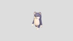 Rigged Wolf Character cute, little, dog, toy, grey, mascot, doll, wild, mammal, rig, puppy, setup, husky, character, cartoon, animal, animation, wolf, rigged