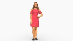 Young girl in pink dress 0007 style, people, fashion, beauty, young, dress, realistic, woman, success, character, 3dprint, girl, 3d