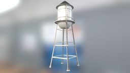 Rusty Water tower (Featured in PUBG) tower, world, apocalyptic, post, open, rusty, apocalypse, ready, enviroment, water, game, low, poly, fallout