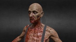 Old Man Zombie blood, bloody, unreal, scary, old, unity, monster, horror, gameready, zombie