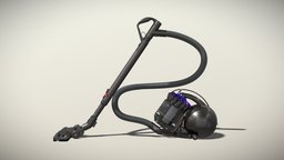 Dyson DC37 vacuum cleaner hoover, rig, dust, vacuum, middle, sweeper, cleaning, cleaner, collector, vacuum-cleaner, character, low-poly, low, poly, house, electric, rigged, hoovering, exshaust, capet
