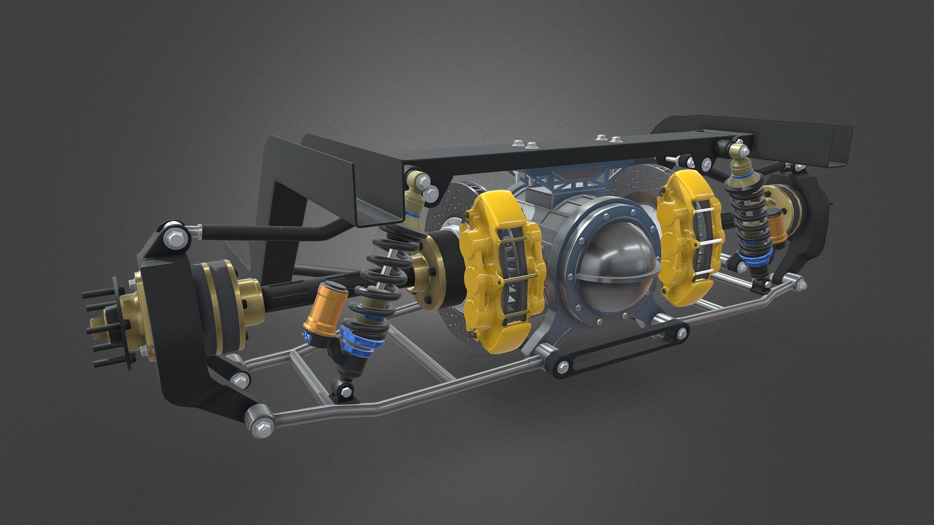 My latest iteration of my sport suspension. Created to be used in my new projects. The goal is to create well detailed generic parts for upcoming 3d projects - Sport rear suspension - 3D model by OxS49 3d model