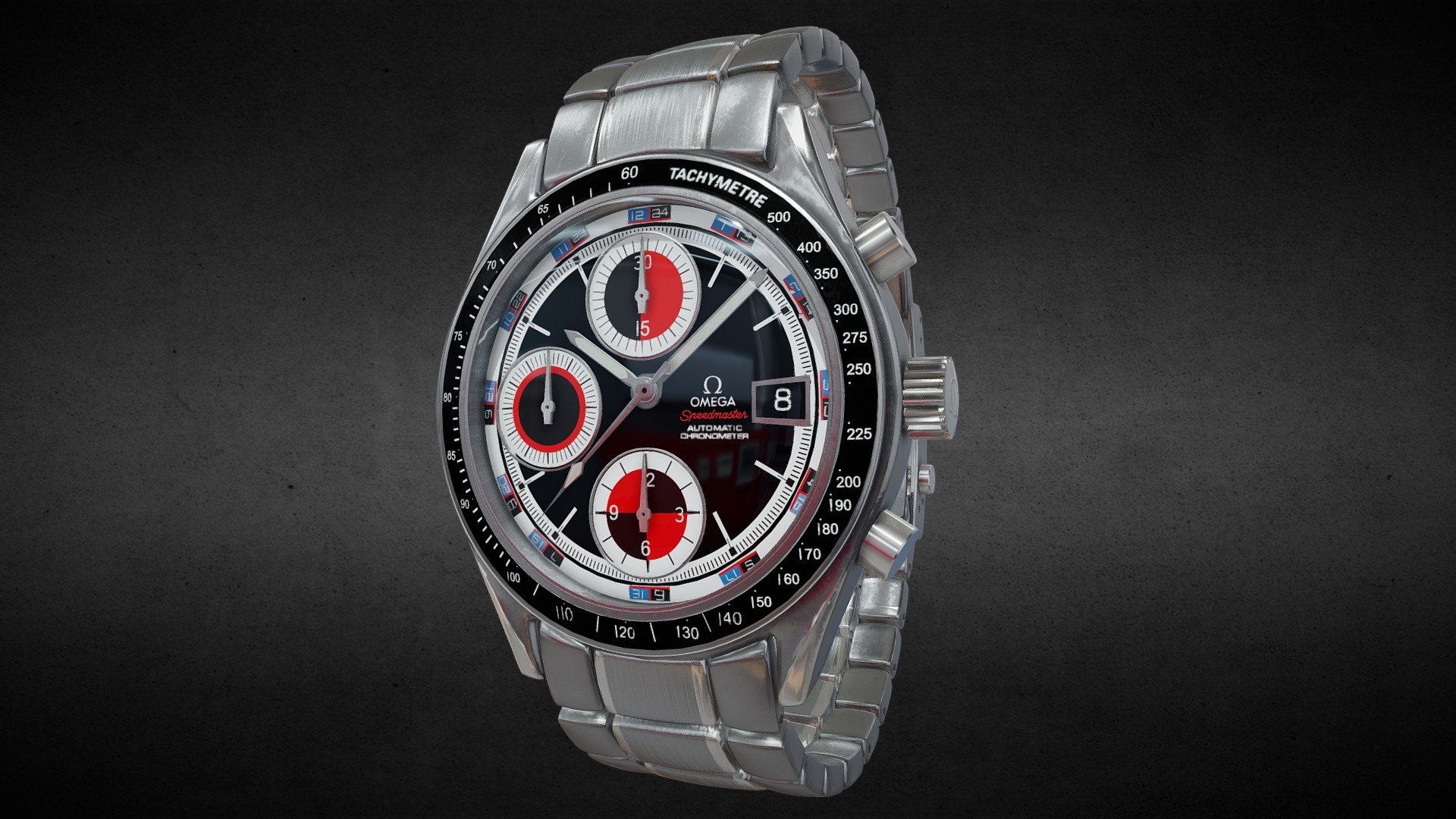 Awesome stainless steel Omega Speedmaster 3210.52.00 Watch․
Use for Unreal Engine 4 and Unity3D. Try in augmented reality in the AR-Watches app. 
Links to the app: Android, iOS

Currently available for download in FBX format.

3D model developed by AR-Watches

Disclaimer: We do not own the design of the watch, we only made the 3D model.l 3d model