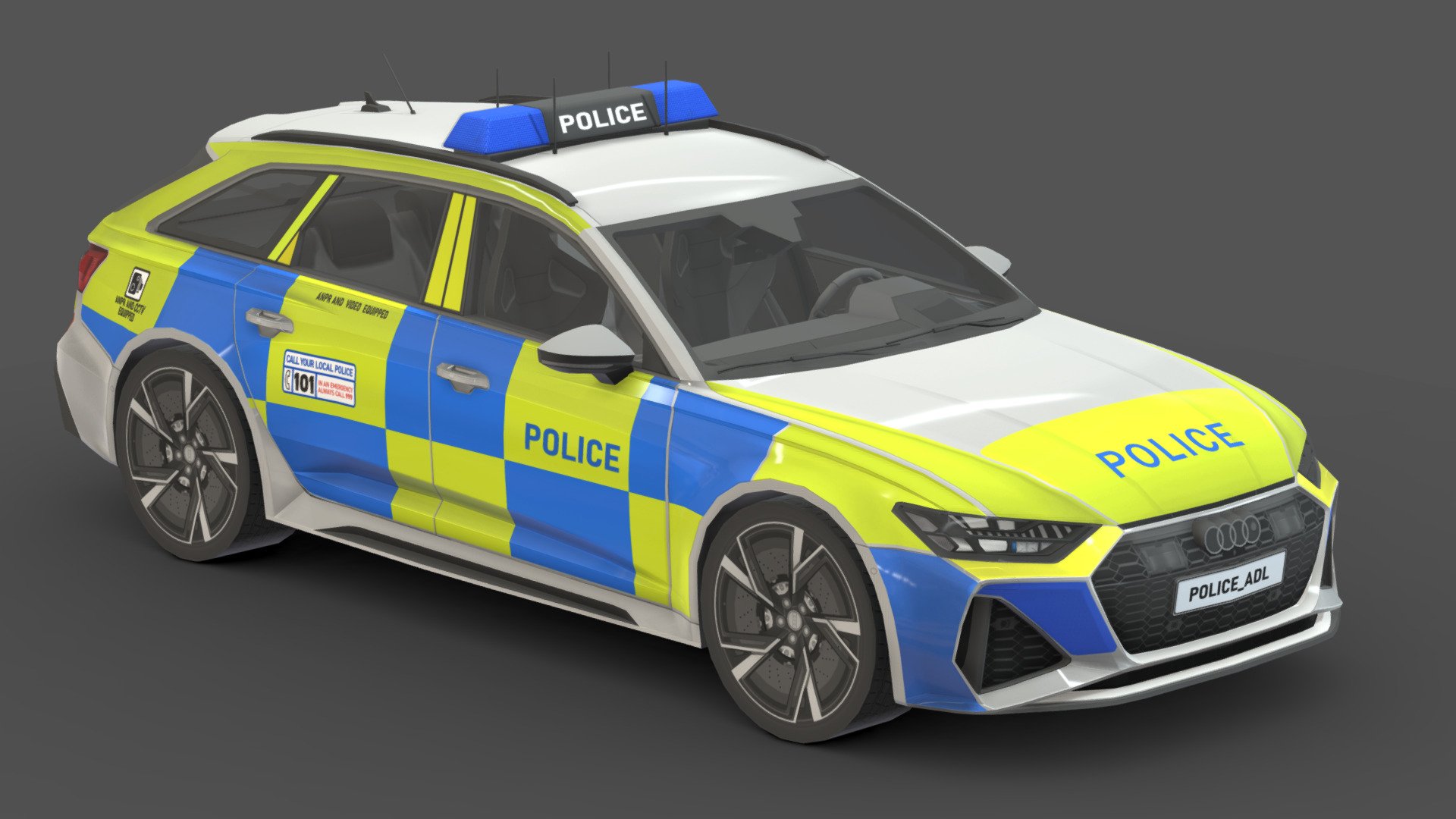 Police Car # 11

You can use these models in any game and project.

Low-poly

Average poly count : 30,000

Average number of vertices : 30,000

Textures : 4096 / 2048 / 1024

High quality texture.

format : fbx , obj , 3d max

Isolated parts (Door, steering wheel, wheels, body) 3d model