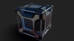 Scifi Cube 3 cube, platform, panels, box, sci-fi