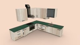 Kitchen Furniture Set | Game Assets unreal, sink, oven, drawers, game-ready, cupboard, kitchen-cabinets, unity, pbr, lowpoly, smoke-collector, kithcen-furniture, noai