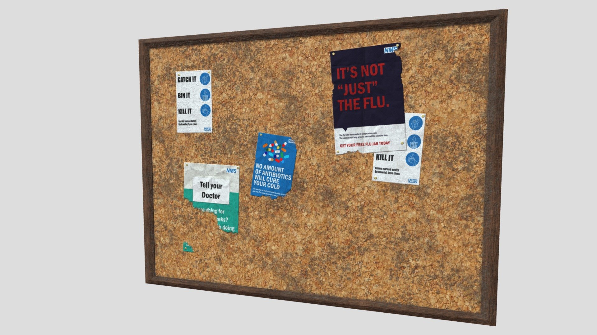 A noticeboard created for the Project FEVER DREAM using posters I created 3d model