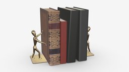 Book holder 01 silhouette, holder, antique, classic, figurine, metal, yellow, book, 3d, pbr, wood, decoration