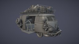 Wasteland/Survivor Van vw, transporter, hippie, 50cal, 3d, model, concept, modo