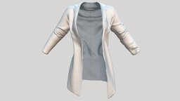 Female White Lab Coat white, lab, doctor, fashion, jacket, long, coat, hospital, uniform, low-poly, pbr, female, scienties