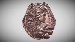 Medallion With A Girls Face jewellery, jewel, jewelry, pendant, cameo, silver, buckle, medallion, woman, casting, decorations, printable, necklace, brooch, profile, ornamentation, pendent, ornamentals, coulomb, girl, gold