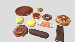 Cartoon Bakery food, cake, icecream, foods, marshmallow, cakes, food3dmodel