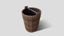 Wood Bucket bucket, lowpoly, wood