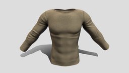 Mens Long Sleeves Stretch Top fashion, top, long, clothes, morgan, brown, stylish, gray, dexter, realistic, real, sleeves, sweater, stretch, mens, beige, wear, knitted, metaverse, pbr, low, poly, male, knitwork