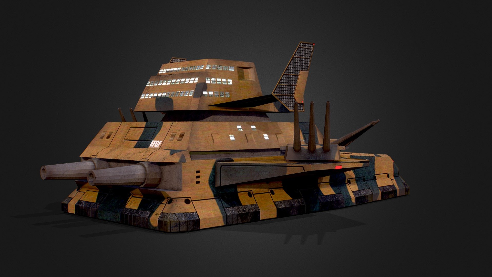 This model was made for One Year War mod of Hearts of Iron IV.

Our Mod Steam Home Page

https://steamcommunity.com/sharedfiles/filedetails/?id=2064985570 - EFF Land Battleship Big Tray - 3D model by One Year War Mod (@hoi4oneyearwar) 3d model