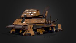 EFF Land Battleship Big Tray battleship, tank, hoi4, landcruiser, low-poly, gundam, anime, landbattleship