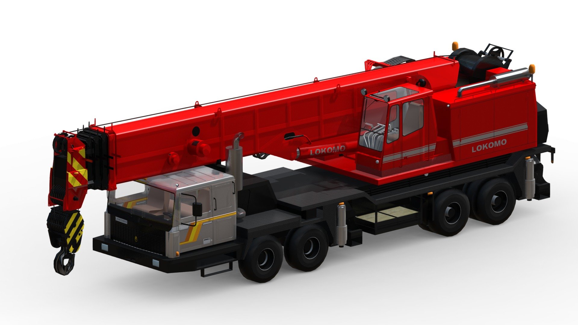 This 3D model shows a mobile crane, perfect for construction visualizations and other heavy machinery projects. It has been carefully designed to maintain the details and proportions of a real mobile crane 3d model