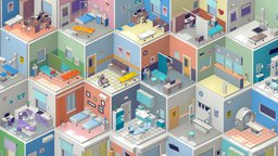 Hospital 1 room, assets, clinic, ae, laboratory, equipment, furniture, vr, hospital, props, surgery, medicine, er, pharmacy, operating, lowpoly, medical, interior