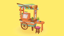 Green Witch Goods Vendor food, cute, shadeless, vendor, potion, pastry, lowpolymodel, maya, handpainted, photoshop, lowpoly, witch, fantasy, handpainted-lowpoly, streetfoodvendor