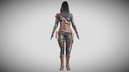 Leather Assassins Costume Low-poly 3D model PBR