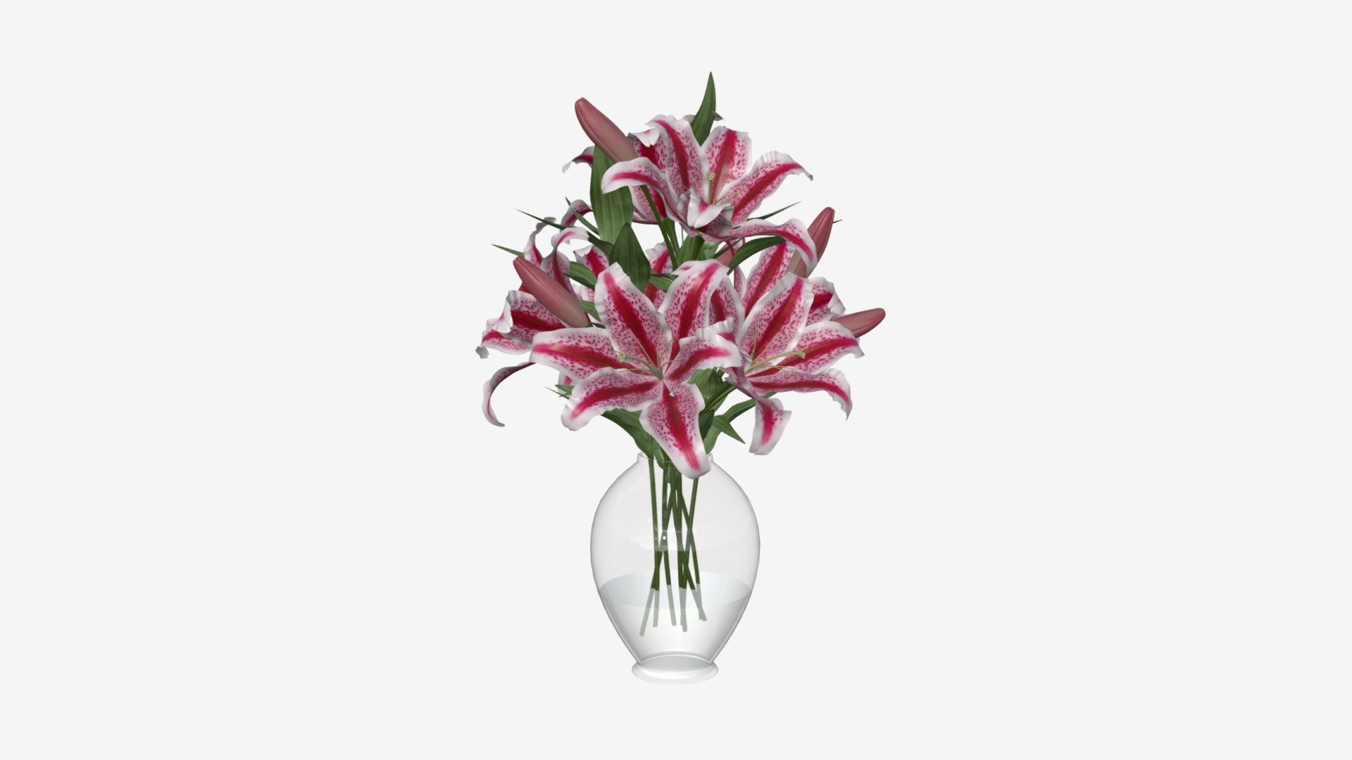 Lily bouquet with glass vase - Buy Royalty Free 3D model by HQ3DMOD (@AivisAstics) 3d model
