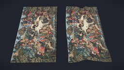 Courtyard Tapestry medieval, carpet, tapestry, art, decoration, medieval-decor
