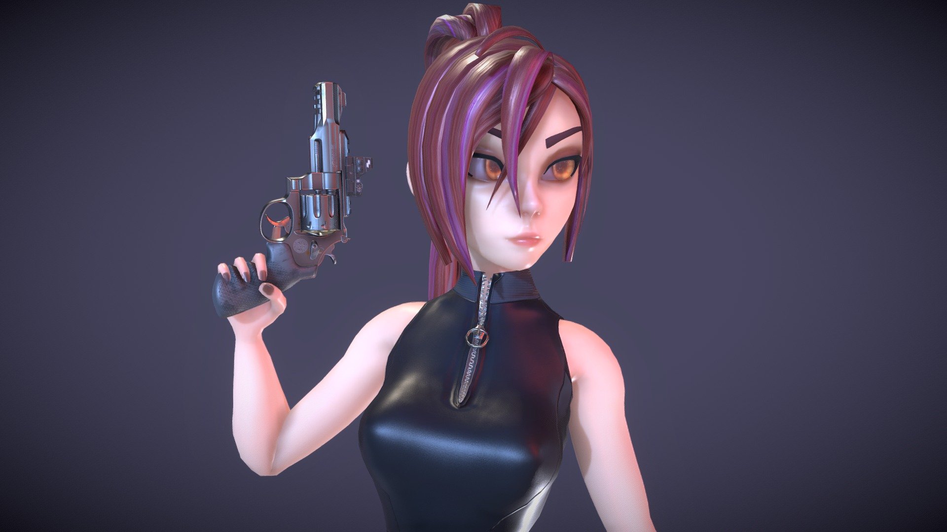 Made with blender and substance painter. (marmoset for baking).
See more at https://www.artstation.com/artwork/GeZk04 :) - Stylized woman with a revolver - 3D model by Ludovic Bronckart (@swipe243) 3d model