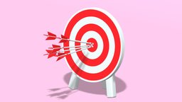 Archery Target and Arrows field, cute, games, board, sports, equipment, archery, target, archer, training, shooting, leisure, arrows, accuracy, cartoon, game, lowpoly, low, poly, war