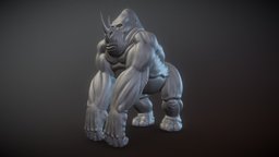 Sculptjanuary #15 Beast: Hybrid horns, beast, muscles, rhinoceros, hybrid, gorilla, characterart, savage, creaturedesign, creatureconcept, fantasycharacter, character, creature, animal, characterdesign, fantasy, sculptjanuary2019, sculptjanuary19, fantasy-weapon-animal
