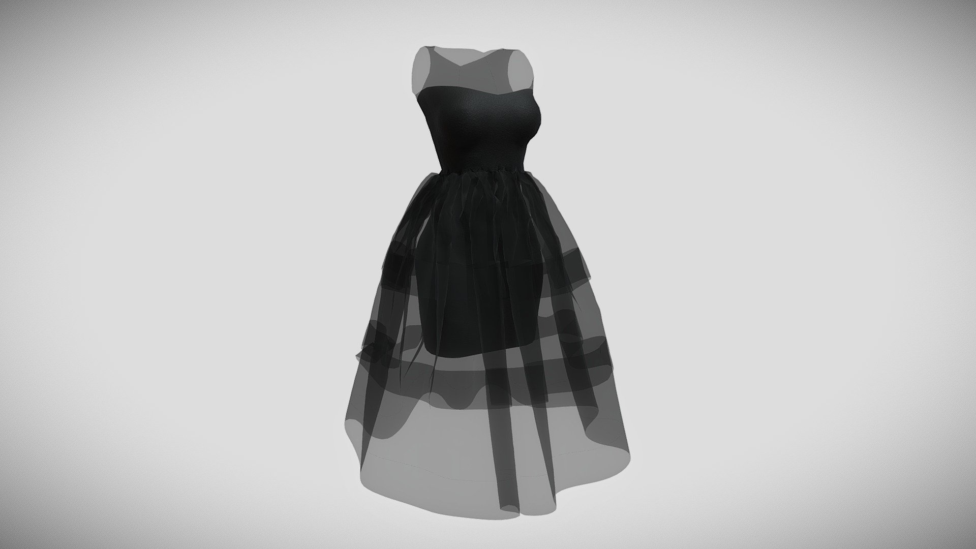 Organza black dress - 3D model by simbole.director 3d model