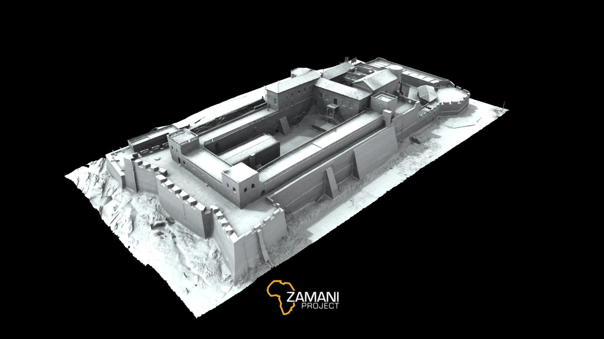 The Zamani Project spatially documented Elmina Castle in 2006, using terrestrial laser scanning.  This data has been reprocessed using Reality Capture in 2020.

Elmina is first European trading post built on the Gulf of Guinea, and recognised as the oldest European building south of the Sahara. It was founded by the Portuguese in 1482, taken over by the Dutch in the 17th century and the British in the late 19th century.
Elmina Castle and other forts and castles in the area were important links in the trade routes established during the era of maritime exploration, and served the gold trade and the transatlantic slave trade.
They are significant historical sites of European-African engagement, as well as the starting point of the African diaspora. Elmina Castle and other fortified trading-posts in Ghana are UNESCO World Heritage Sites 3d model