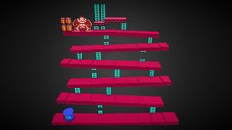 Classic Donkey Kong Level (NES) arcade, level, classic, dk, nes, original, donkey-kong, voxel