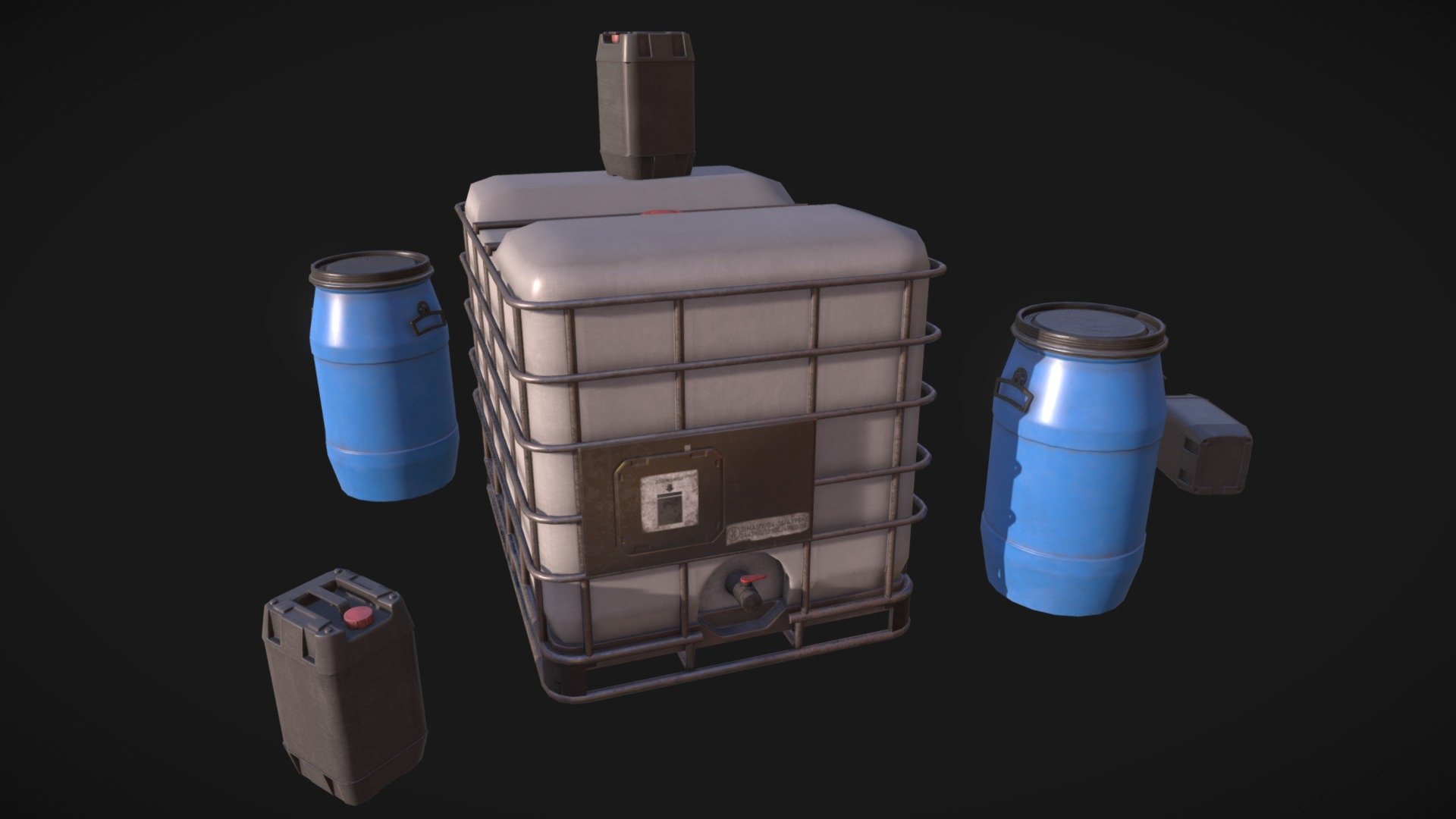 Some game ready plastic containers made as part of a bigger environment. They all share the same texture 3d model