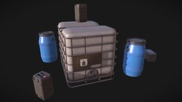 Plastic Container barrel, tanker, prop, game-art, water, game-asset, game-model, gallon, tote, plastic-bottle, totetank