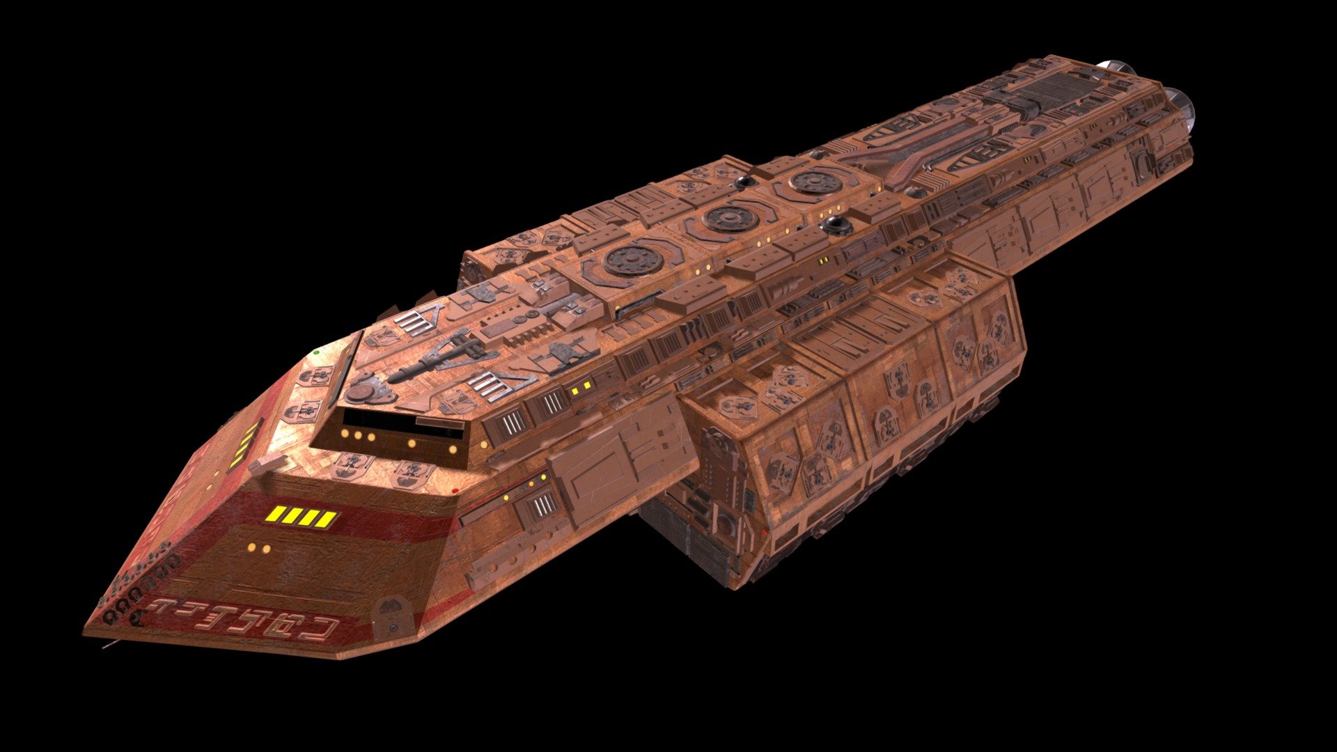 My 3D model of the Batris, a Talarian freighter/cargo ship. This ship design premiered in Star Trek: The Next Generation. Original design built by Greg Jein.

You can purchase it here: https://ko-fi.com/s/e7a518c4cb - Batris Talarian Freighter (Star Trek: TNG) - 3D model by Pundus Art (@Pundus_Art) 3d model