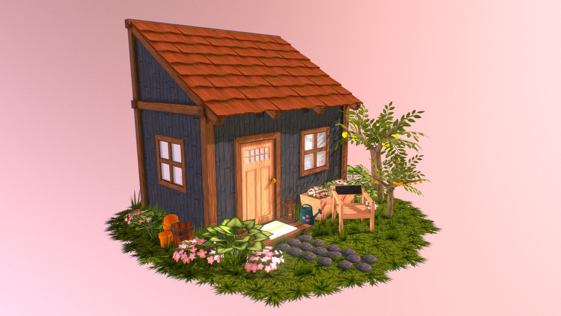 Cozy tiny house I created as a personal project. Made in Blender, textures are painted in Photoshop and Krita 3d model