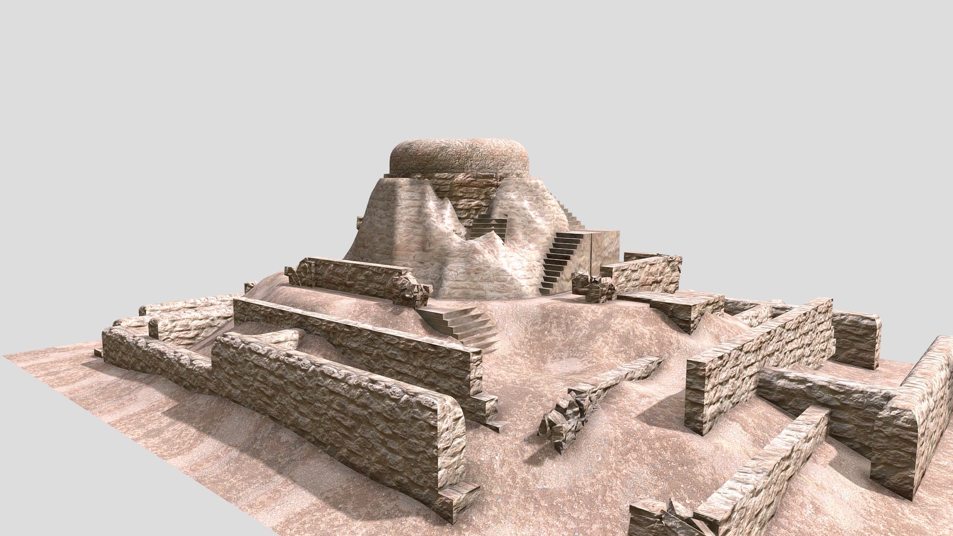 The city of Mohenjo Daro, a view of the citadel with the grid system 3d model