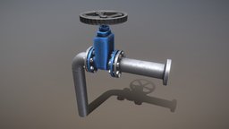 Pipe With Valve Wheel (Low-Poly) wheel, valve, pipe, gas, oil, bolt, tube, nut, chrome, handle, fuel, metal, pipeline, vis-all-3d, 3dhaupt, schieber, software-service-john-gmbh, low-poly, engineering, industrial, shutoff-valve-wheel, valve-control-wheel