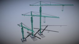 Liebherr 630 EC-H 40 Tower Crane (Green) tower, game-ready, crane, game-prop, low-polly, liebherr, tower-crane, construction, ec-h40