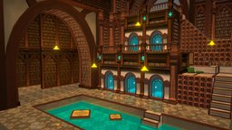 Fantasy Library library, isometric, isometric-room, isometric3d, fantasy, environment, library_scene