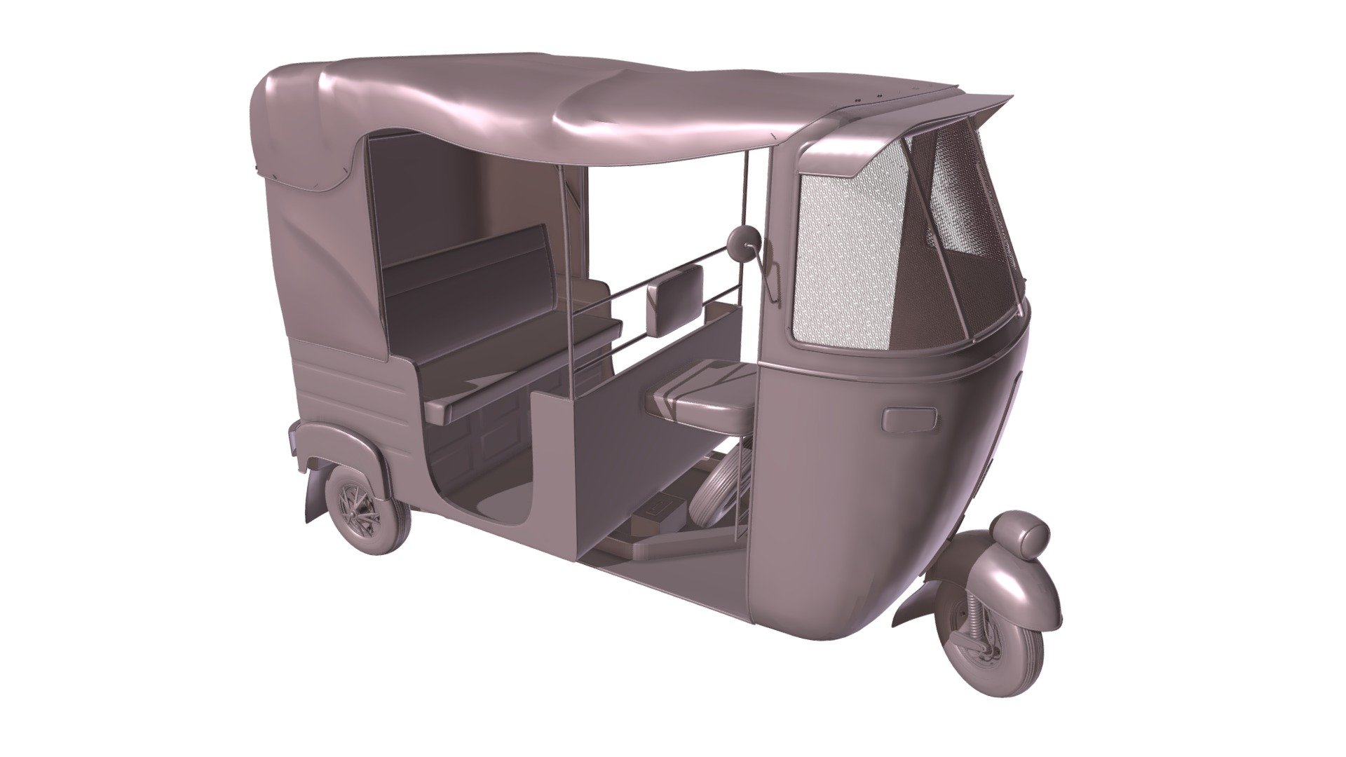 High detailed 3 wheeler vehicle Bajaj Rickshaw Indian mini taxi 3d model